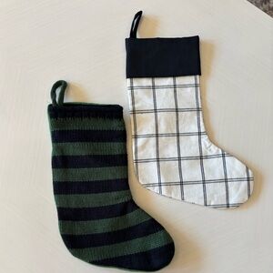 Striped and Checkered Christmas Stocking Pair